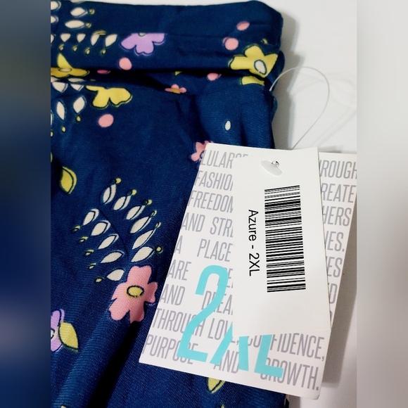 Stretchy Blue Floral Pink and Yellow Spring Tulips‎ Lularoe Azure Size 2XL - Picture 3 of 7